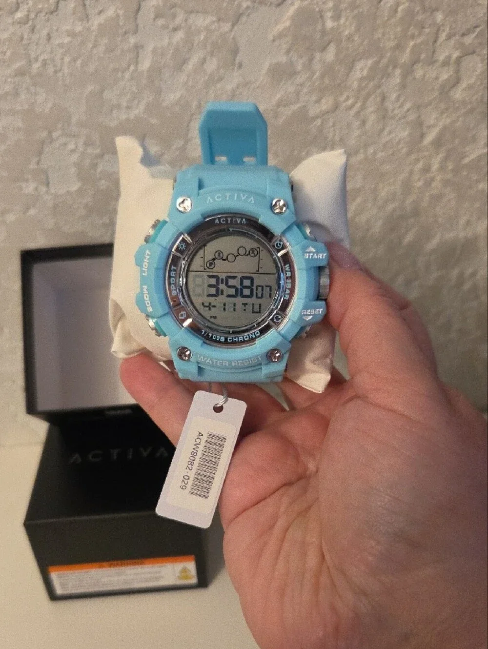 Activa Men's Light Blue Digital Sport Watch with Resin Band